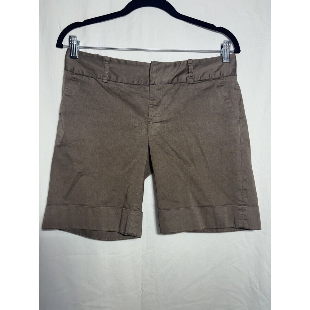 Zara Basic Womens Shorts Size Medium Brown‎ Solid Chino Cotton Casual EUC Q12